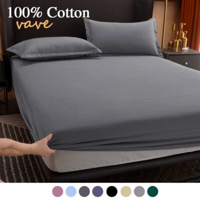 Cotton Fitted Bed Sheet with Elastic Band Anti-slip Adjustable Mattress Cover