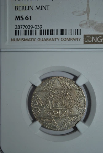 AH 1320 BL Morocco  1/4R Coin NGC MS61