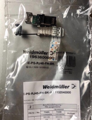 1pcs Weidmuller RJ45 IDC Plug Crystal head IE-PS-RJ45-FH-BK 1963600000