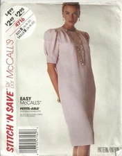MCCALLS Stitch N' Save 4716 MISSES' SIZE 16-20 DRESS SEWING PATTERN ©1990