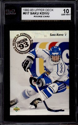 1992-93 UPPER DECK #617 SAKU KOIVU ROOKIE CARD KSA 10 GEM MINT | eBay