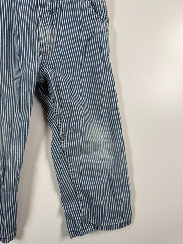 Vtg Osh Kosh B'Gosh Boys Vestbak Striped Denim Overalls Blue Sz 4T 10x14 USA - Picture 3 of 12