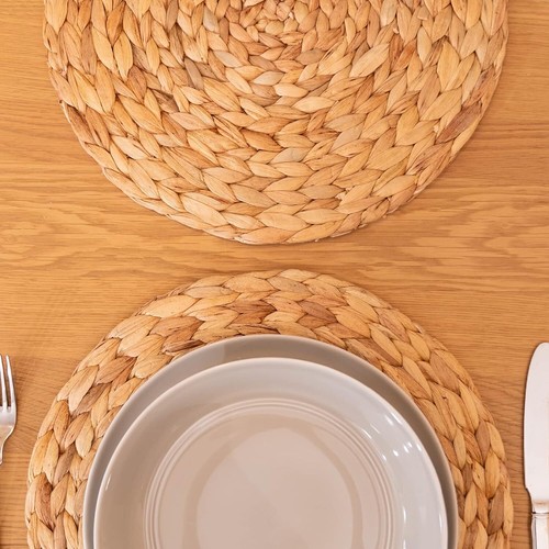 6 Pack Round Woven Placemats Natural Water Hyacinth Place mats Braided Straw - Picture 7 of 8