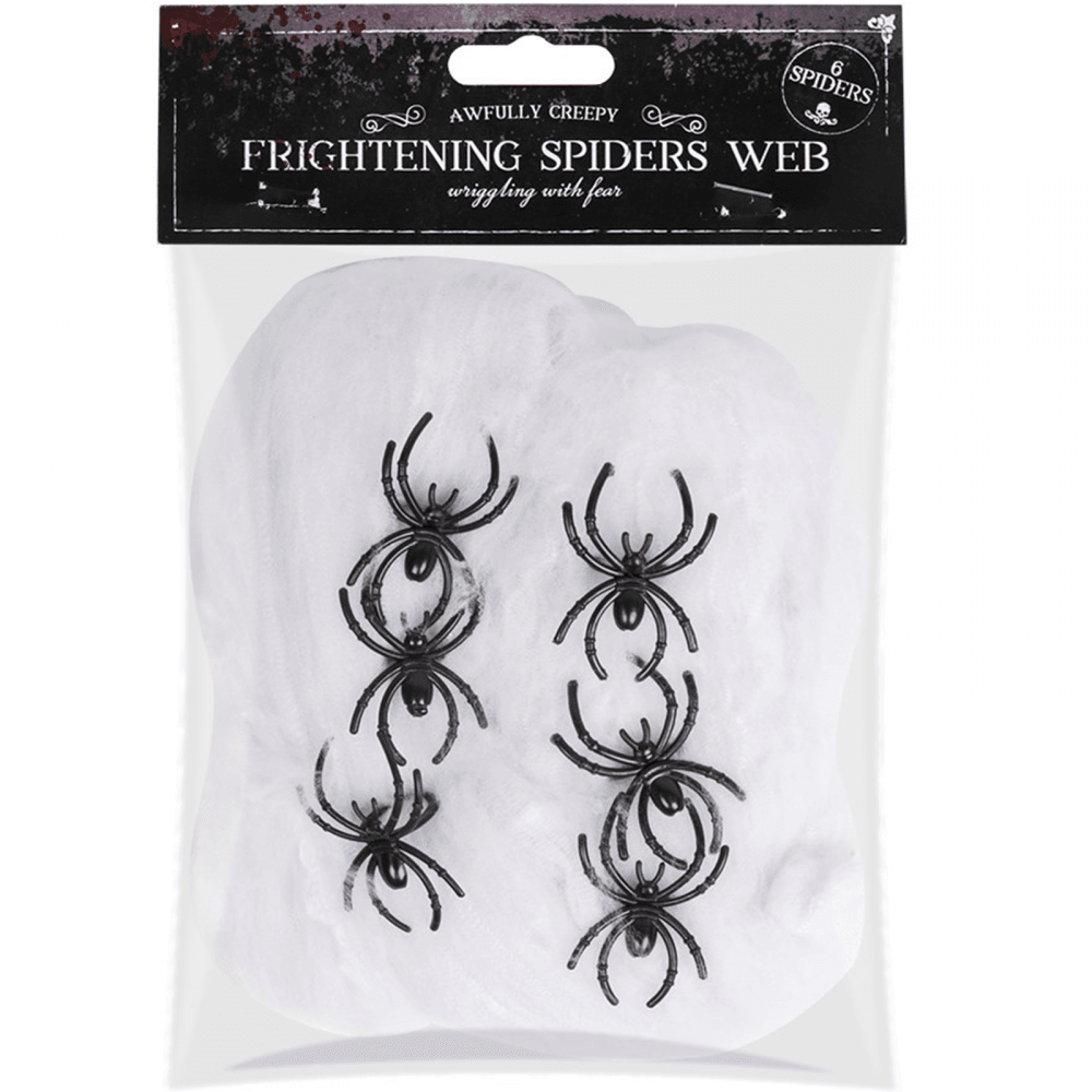 Large Stretchy Spider Web Cobweb And 6 Scary Spiders Halloween Party Decoration