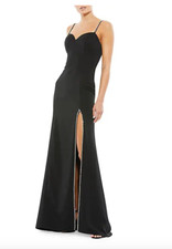 MAC DUGGAL SWEETHEART NECK TRUMPET BLACK EMBELLISHED FRONT THIGH SLIT DRESS 10
