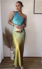 ZARA NEW  MIDI ASYMMETRIC TIE-DYE SATIN DRESS Size S REF:8247/490