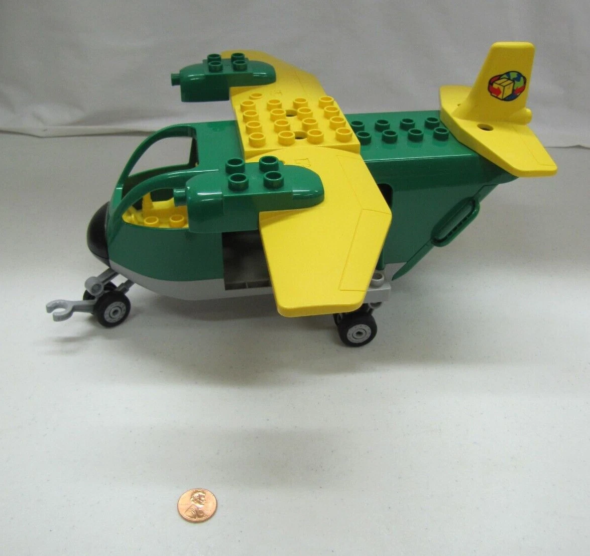 Lego Duplo GREEN CARGO AIRPLANE PLANE #5594 Jet All Wheels Back Door | eBay