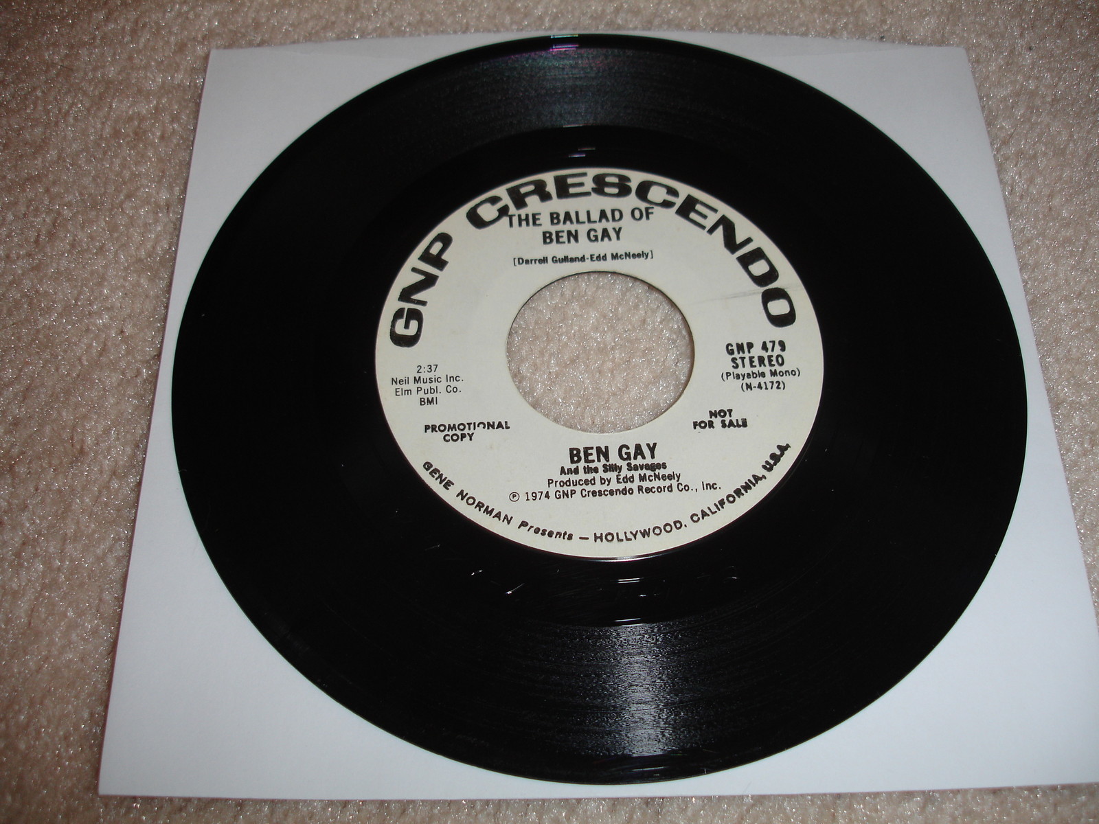 Ben Gay - The Ballad of Ben Gay Promo 45 RPM Record EX Cond. | eBay