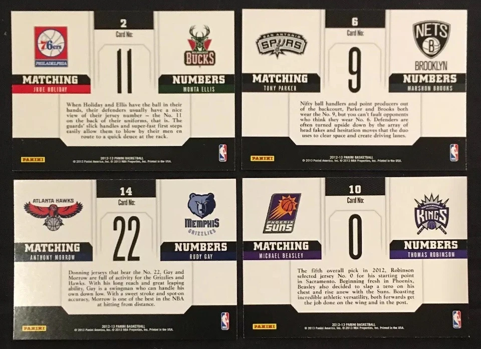 2012-13 Panini Basketball Matching Numbers Insert Cards Lot You Pick - Image 2 of 2