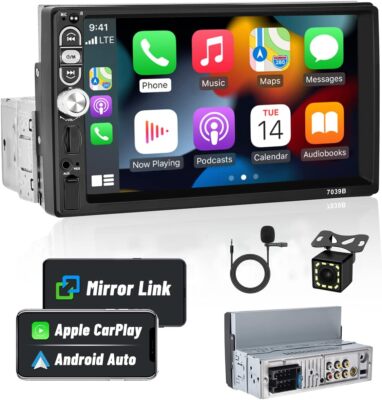 Hikity 1Din CarPlay Autoradio Android für Auto mit 7'' Bildschirm