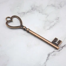 Heart Key-Big Key-Skeleton Key-Antiqued Copper-84mm Large Skeleton Key-Love 