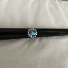 Sterling Blue Stone Ring Size 6.5 Beautiful