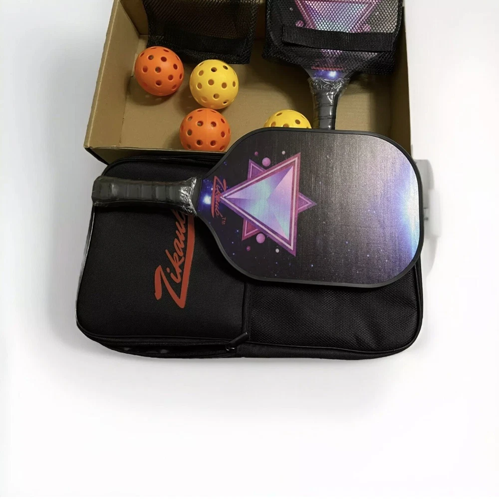 Pickleball Paddles Set of 2 – USAPA Approved Fiberglass Rackets with 4 Balls.