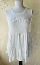 Simply Vera Wang Women Top XS White Sleeveless Stretch Tiered Feminine Neutral