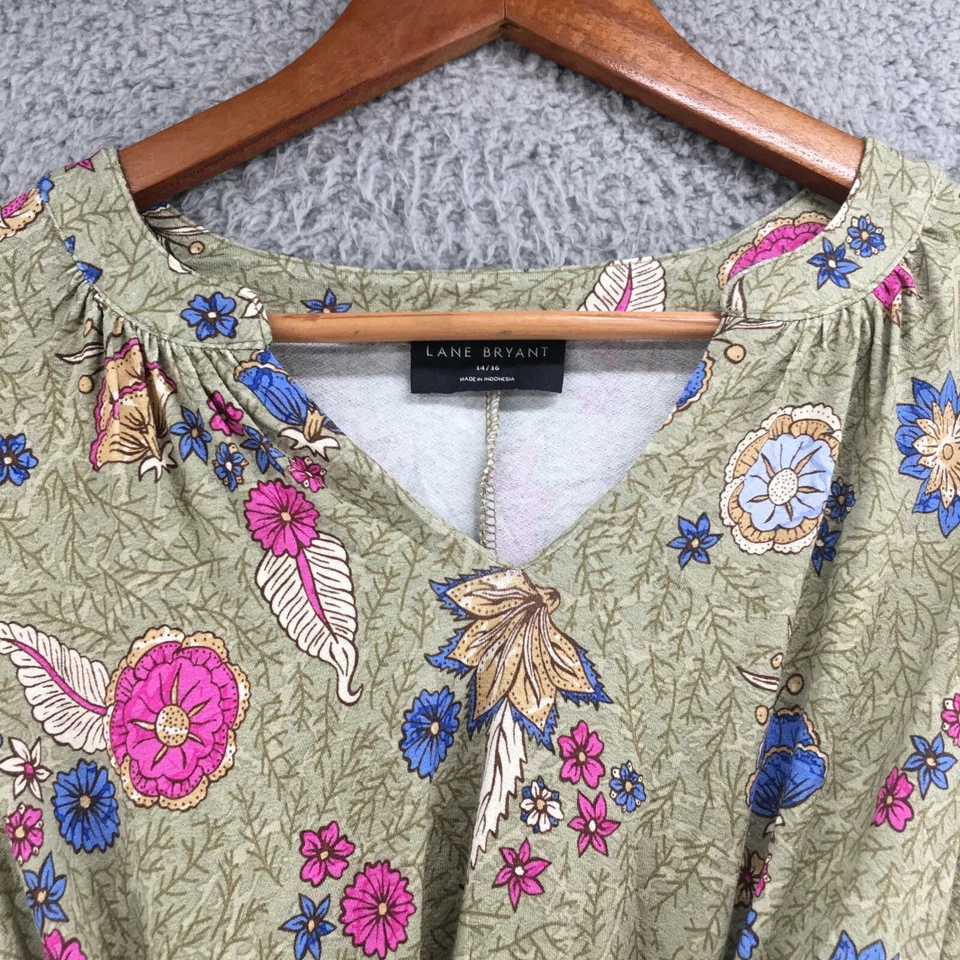 Lane Bryant Dress Womens 14/16 V-Neck Flutter Sleeve Tie Multicolor Pullover - Image 4 of 4