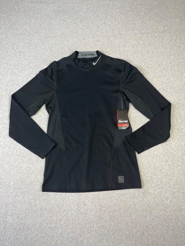 Nike Pro Fitted Compression Shirt Mens M Black Long Sleeve Mock Neck Dri Fit