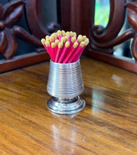 19c. Georgian London Sterling Silver Vesta Ribbed Cone Desk Match Striker Holder