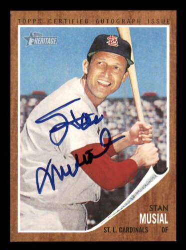 2011 Topps Heritage Real One Autograph/Auto #SM Stan Musial Cardinals Blue Ink - Picture 1 of 2