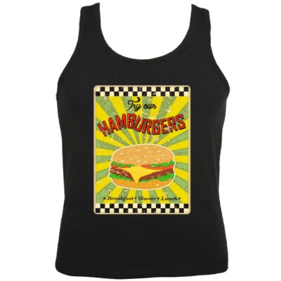 Tank Top DINNER HAMBURGER CHEESEBURGER KAFFEE ROUTE 66 FAST FOOD DIÄT ABNEHMEN