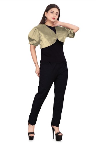 Satin Cropped Bolero Koti Kurzarm Damen Bolero Cardigan Bolero Jacke S109 - Bild 24 von 210