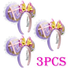 3PCS Disney Parks Princess Tangled Rapunzel Pink Bow Minnie Ears Headband Gift