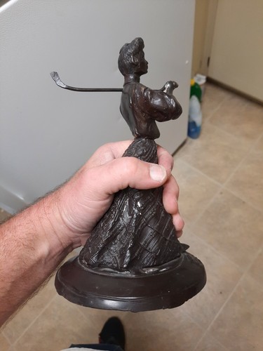 1900s Lady Playing Golf Bronze Metal Art Statue Sculpture Heavy 9"H x 5"w - Picture 10 of 12