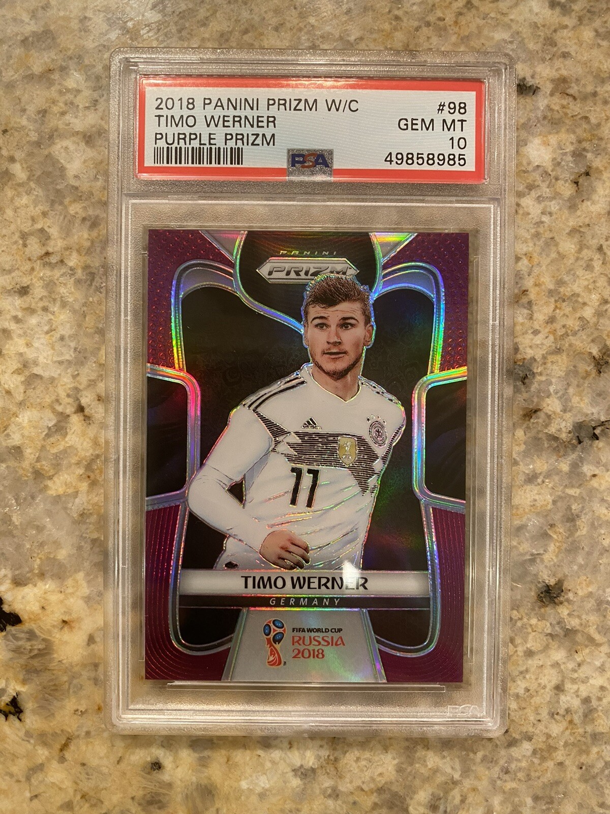 2018 Panini Prizm World Cup Purple Prizms Timo Werner ROOKIE RC /99 #98 PSA 10