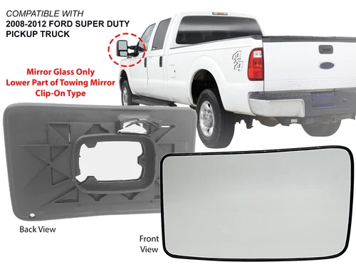 For Tow Mirror Glass Lower Part 2008 - 2012 FORD SUPER DUTY Pickup Driver Side