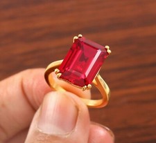 Natural Mozambique Red Ruby Ring Radiant Gemstone Ring Gift For Her Wedding Ring