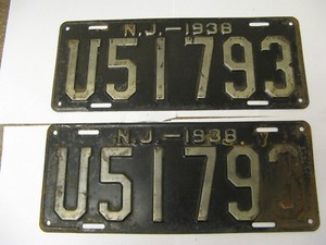1938-38-New-Jersey-NJ-License-Plate-U51793-Pair