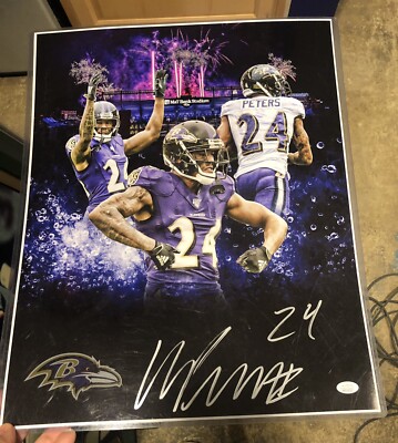 BALTIMORE RAVENS MARCUS PETERS AUTOGRAPHED 16 X 20 COA