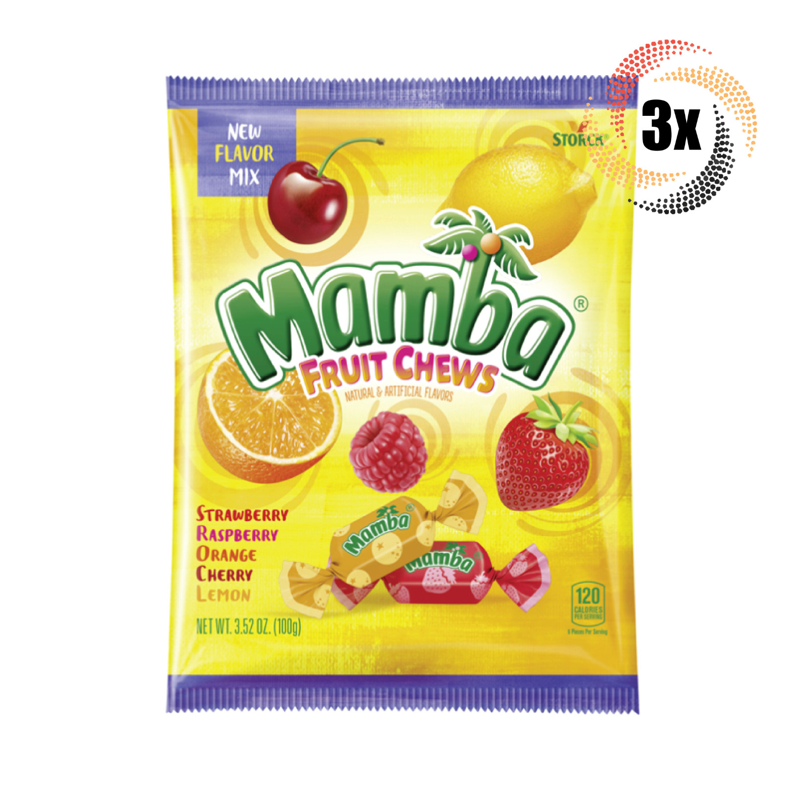 3x Bags Storck Mamba Assorted Flavor Mix Fruit Chews 352oz Fast Shipping 2890₽