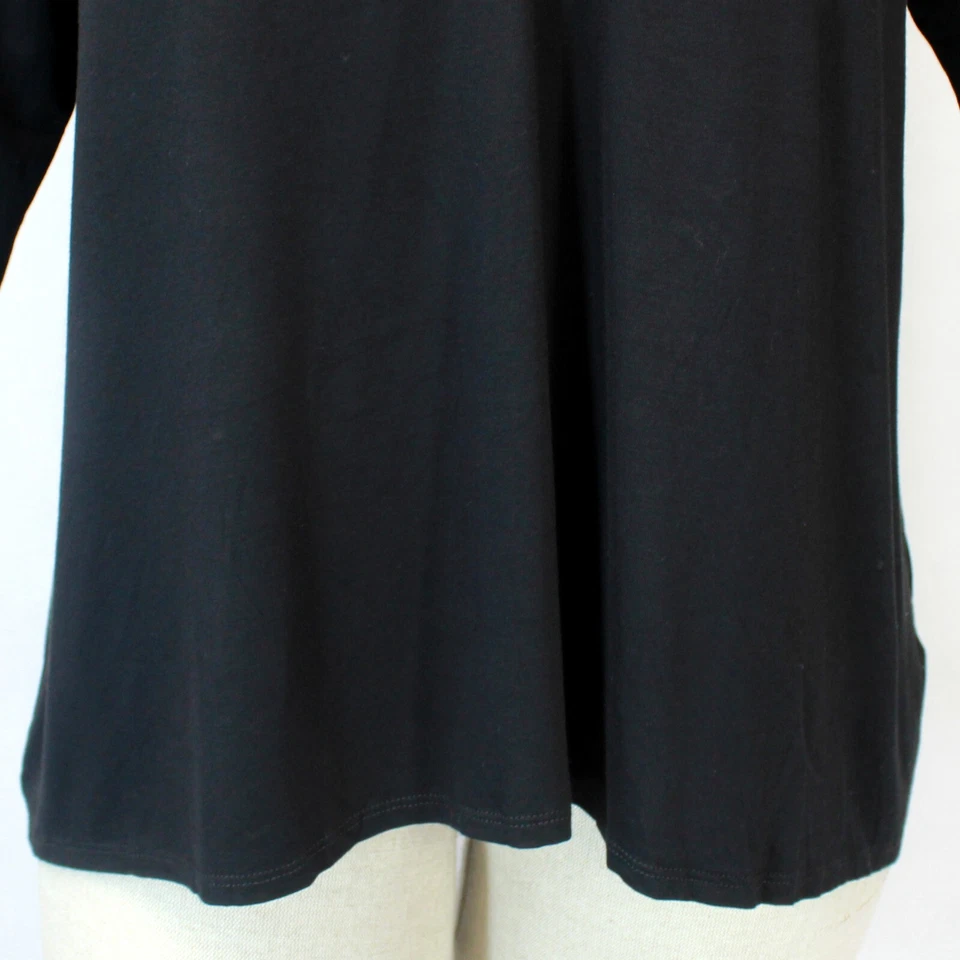 Blusa Top Cable & Gauge Mujer Plus Negra Cuello en V Manga 3/4 1X Foto 4 de 4