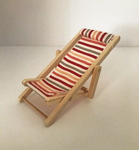 Dolls House Miniature 1 12th Scale Red Stripe Luxury Deck Chair Collapsible 5060483103969 Ebay