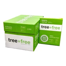 Tree Free Copy Paper, 20 LB, 8.5" x 11", 92 Bright 10 Ream/5,000 Sheet Carton