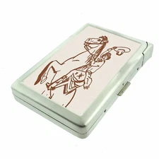 Western Giddy Up Cowgirl 100's Size Cigarette Case w/built in lighter Wallet