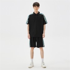 Men Summer Outfit 2-Piece Set Short Sleeve Shirt and Shorts Sweatsuit Set