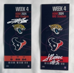 LOT WEEK 4 TEXANS Vs Jags Signed TICKETS Joe Mixon 5/10   Jalen Pitre 6/10 BGS
