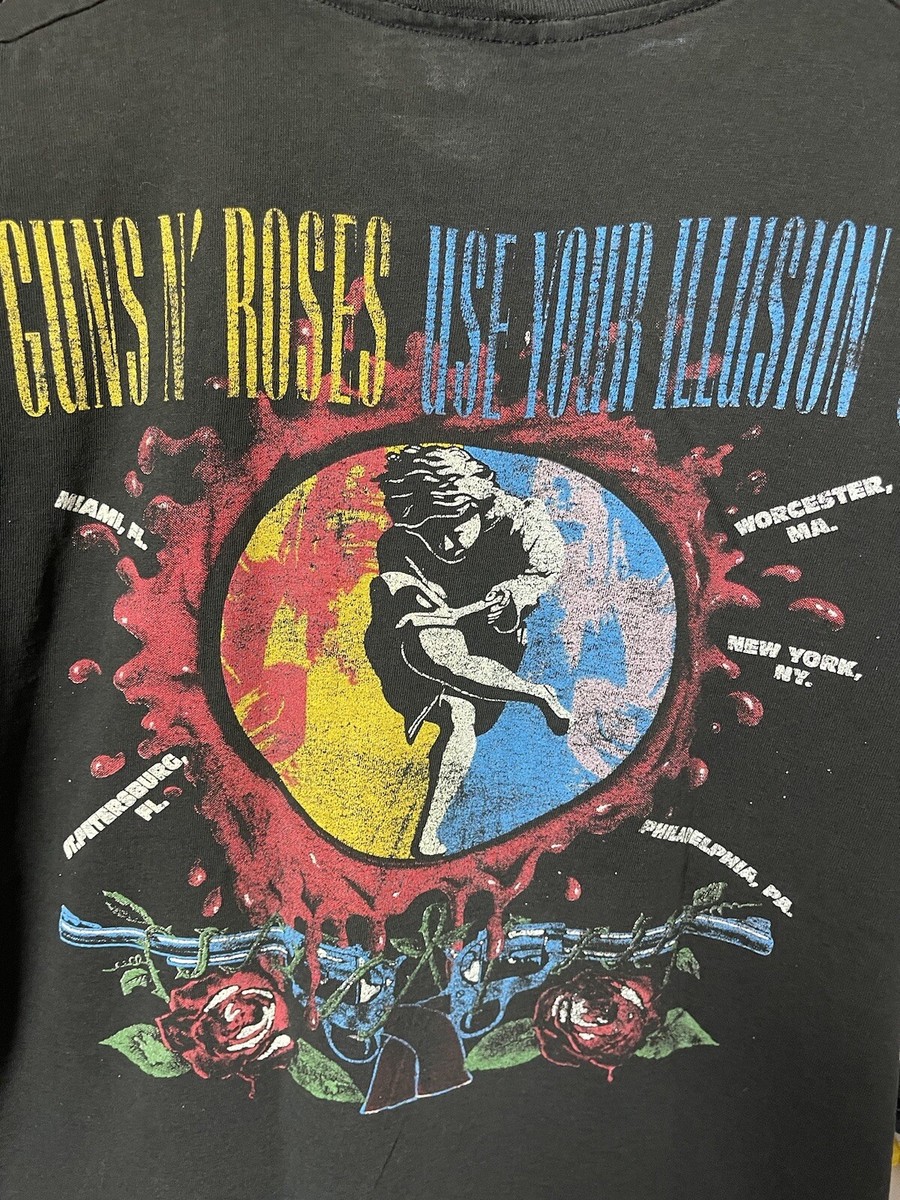 Vintage 90s Guns n Roses Shirt Brockum 1991 Band Tour USA Single