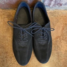 Easy Spirit black suede leather tie top, rubber sole loafers