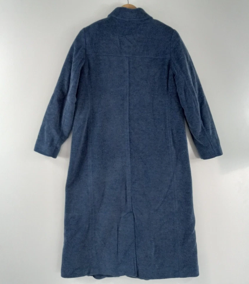 Abrigo de gabardina de lana LL Bean para mujer talla pequeña azul con bolsillos lisos forrado Foto 2 de 4