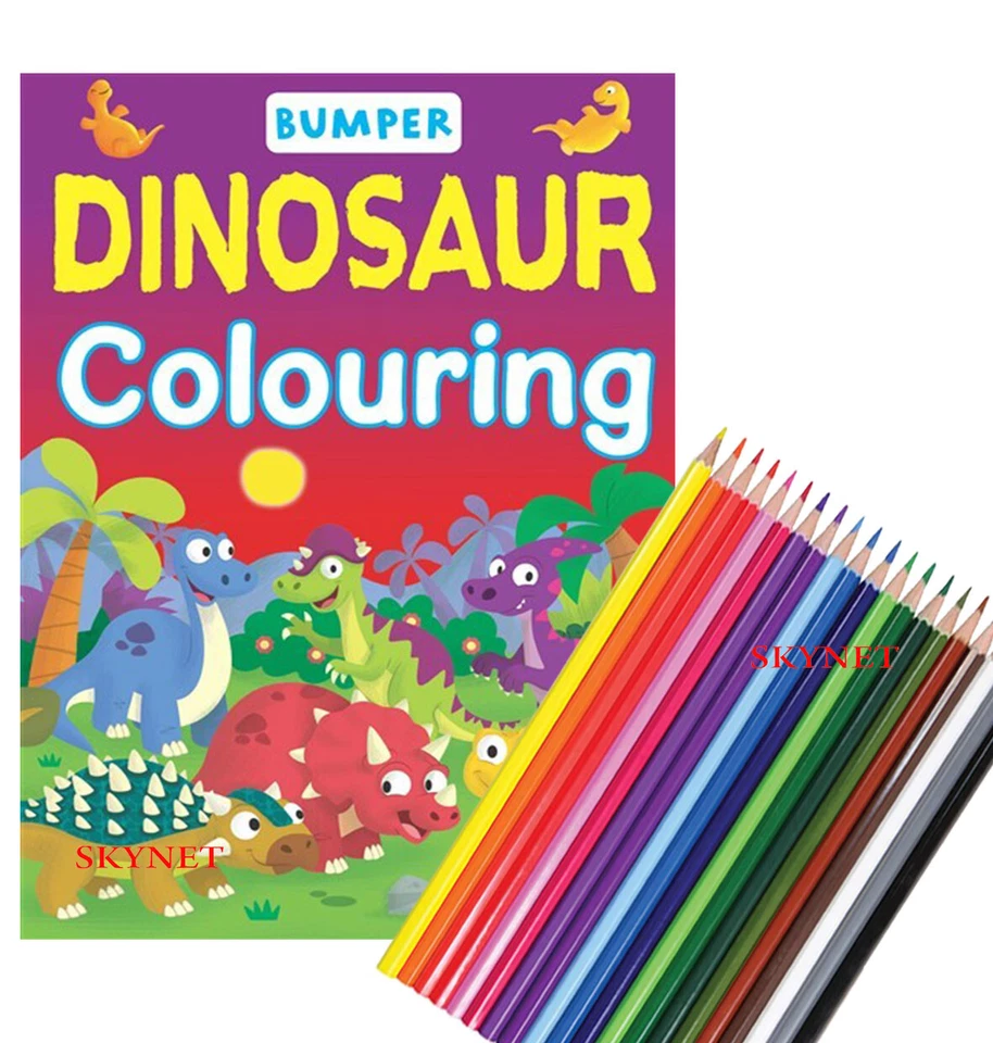 ANIMALS DINOSAUR Colouring Book Books Activity For Kids Children 90 PAGE PENCILS - Image 4 of 4