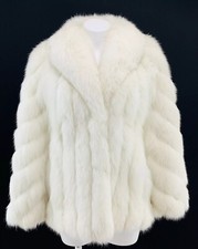 Nwot Vintage Saga Fox Womens Real Blue Fox Fur Coat Ivory Plush Spiral Arms S