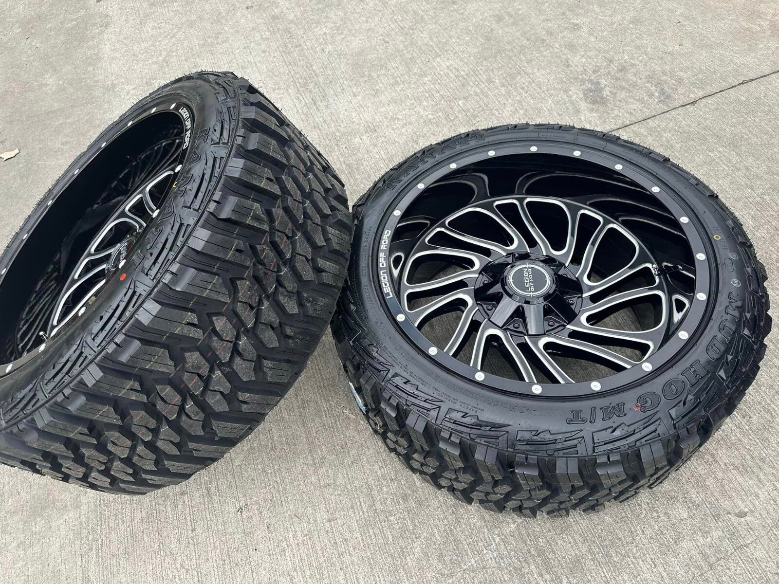 4 NEW 22X12 LEGION OFF ROAD RIM TIRE WHEEL GLOSS BLACK MILLED 8X180 GMC