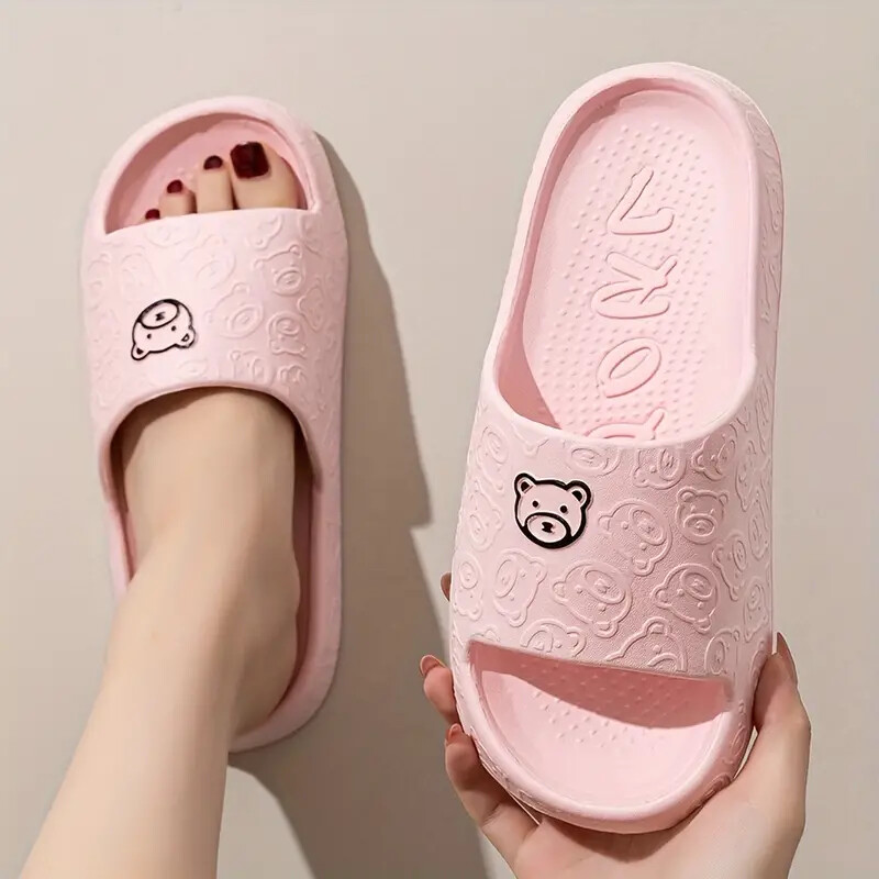 SAOLA Cursori simpatici modello orso casual punta aperta suola morbida rosa o nero