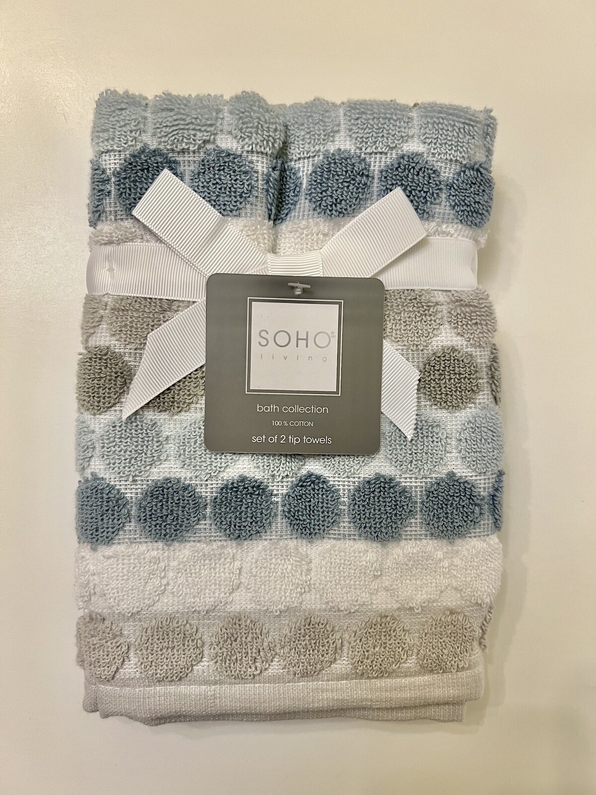 Soho Living Set of 2 Fingertip Towels Multicolored Dots 100% Cotton NWT ...