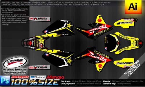 SUZUKI RMZ 250 2007-2009 MAXCROSS GRAPHICS KIT DECALS STICKERS FULL KIT ROCKMT3 - Picture 4 of 4