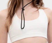 Gap Womens SMALL Logo Brami New Off White NWT Sports Bra Racerback Yoga