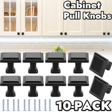 10Pack Square Door Knobs Cabinet Handle Cupboard Drawer Kitchen Matte Black Pull