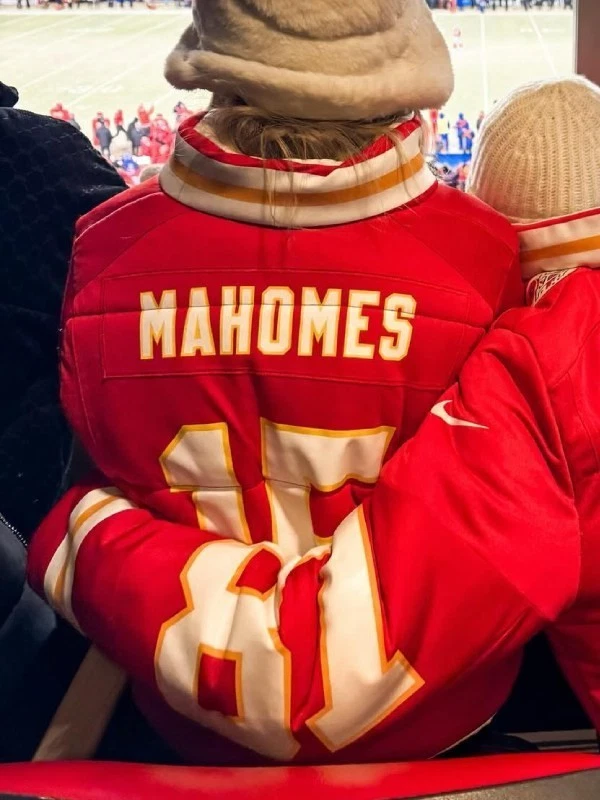 Brittany Mahomes Inspired Diamond Embellished Red Gala Dress Satin Jacket - Image 3 of 4